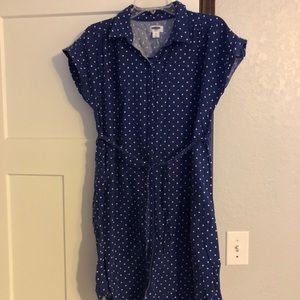 Blue polka dot maternity dress